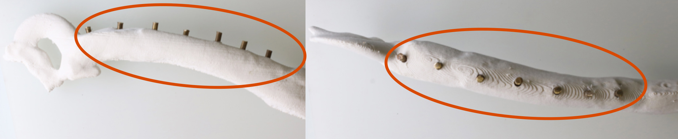 Positionierung der Bronzestifte Positionierung der Bronzestifte