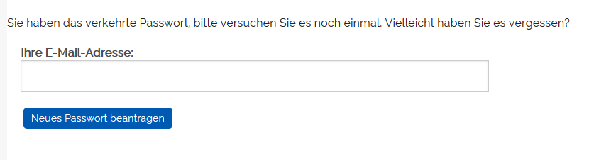 Neues Passwort zusenden lassen